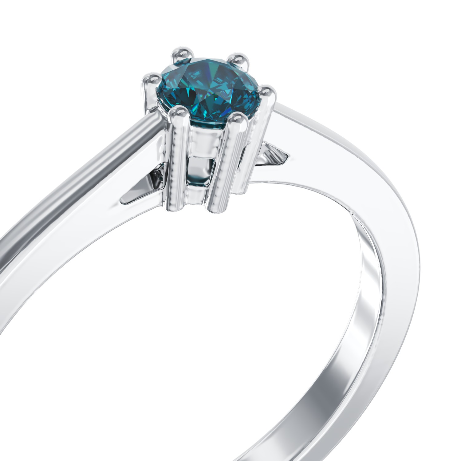 Годежен пръстен от 18 карата бяло злато с 0.4 карата син диамант