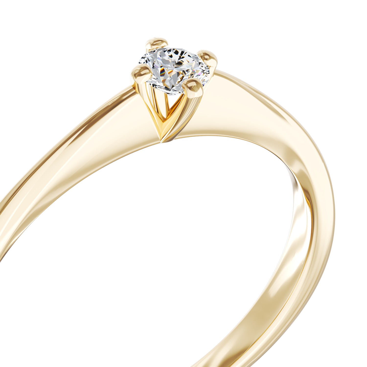 Годежен пръстен от 18K жълто злато с диамант пасианс 0.11ct
