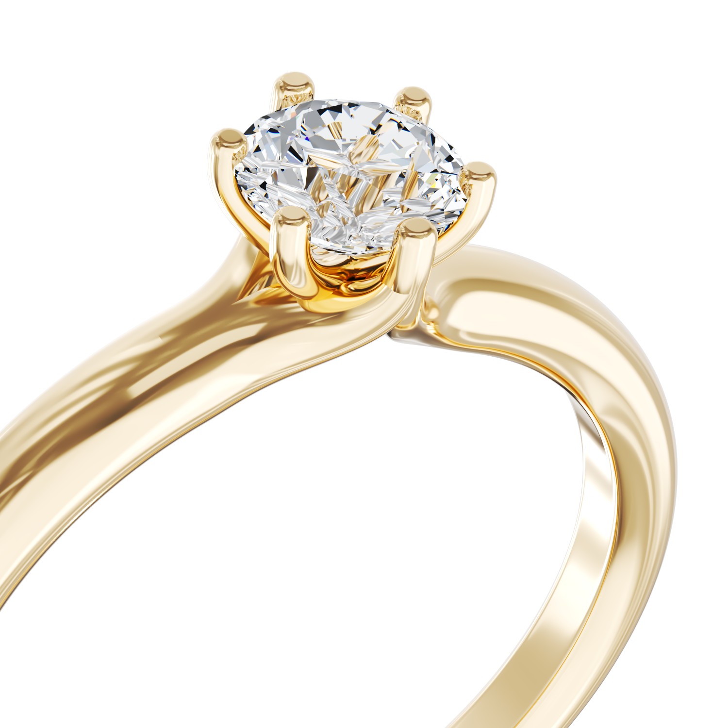 18K sárga arany eljegyzési gyűrű 0.41ct szoliter gyémánttal