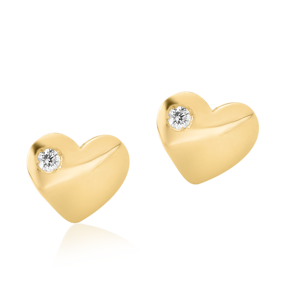 14K yellow gold heart children earrings with 0.04ct diamonds