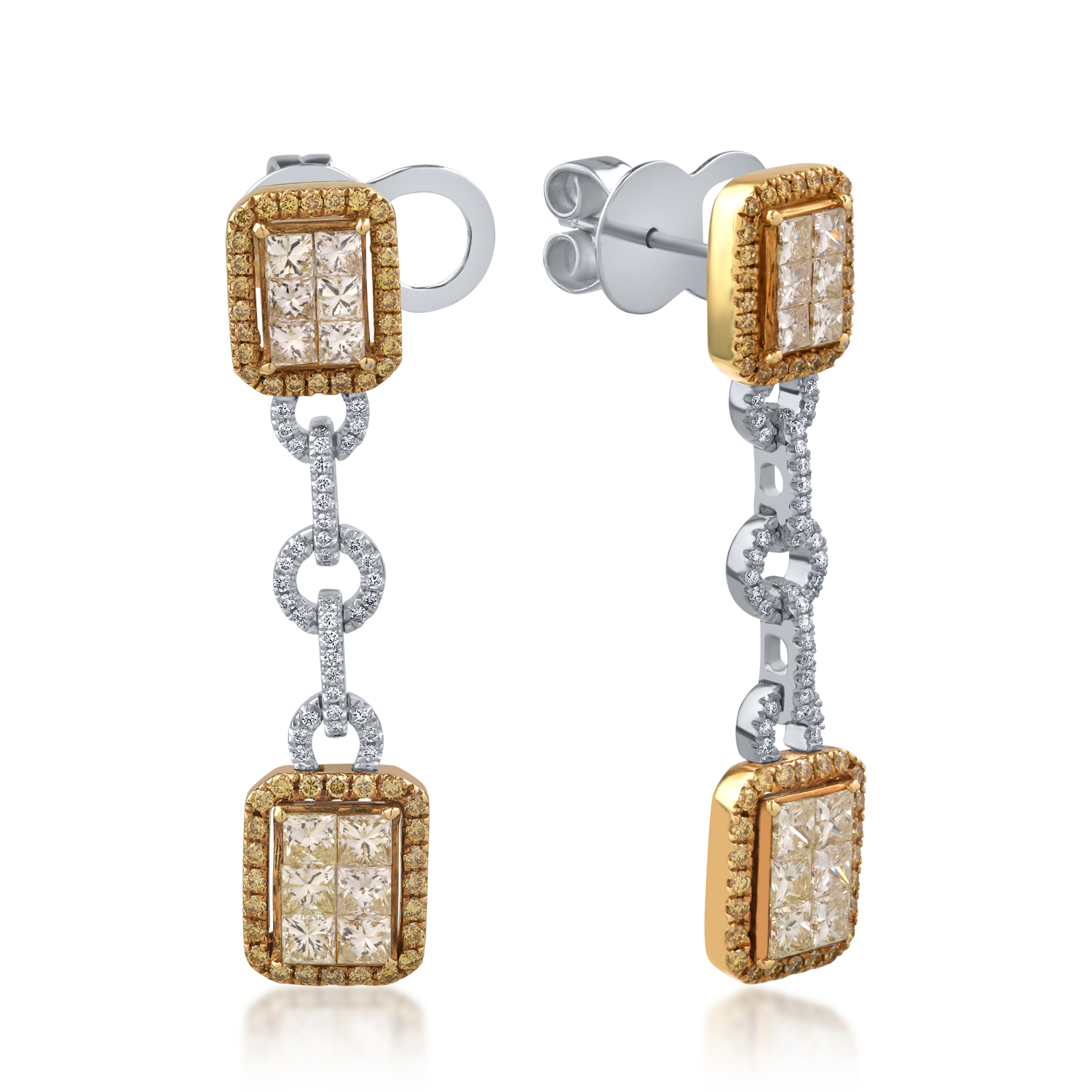 18K yellow-white gold earrings with 2.91ct diamonds
