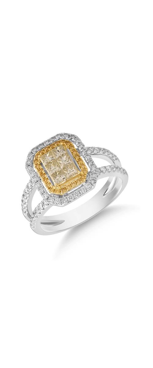 Inel din aur alb-galben cu diamante de 1.06ct