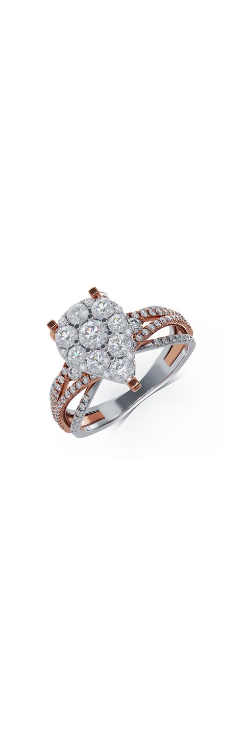 18K white-rose gold engagement ring with 0.95ct diamonds