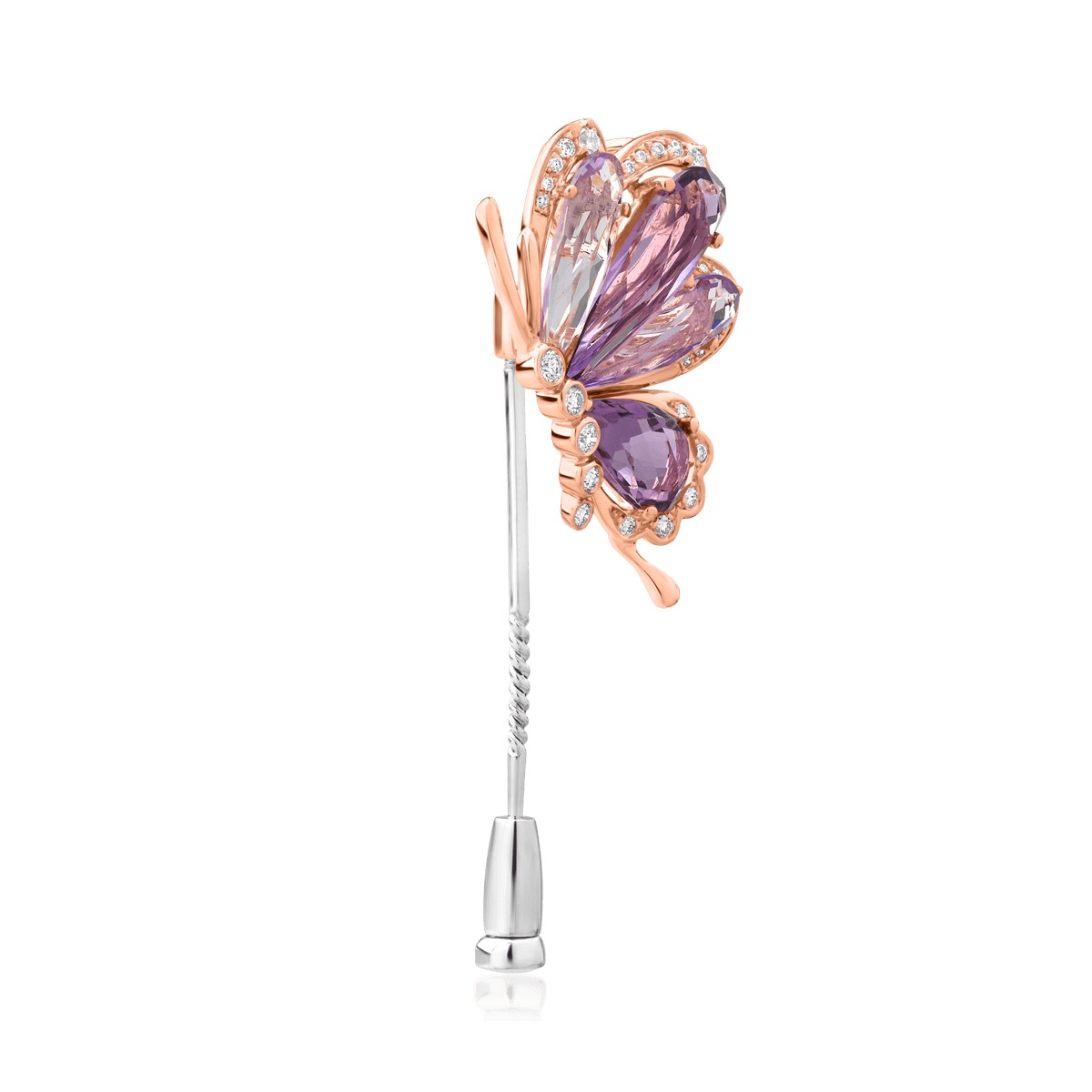 18K rose gold brooch with 6.8ct precious and semi-precious stones