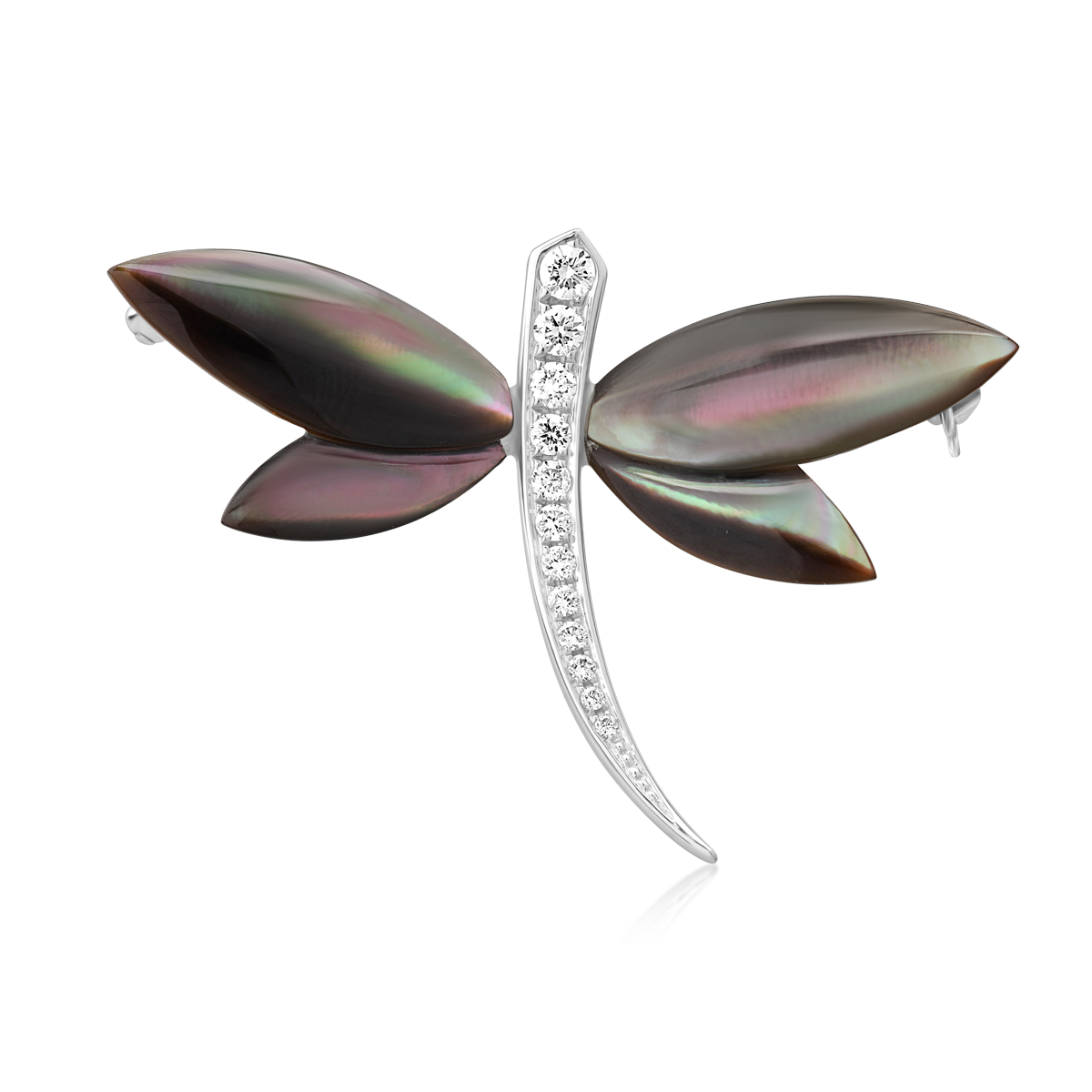 18K white gold brooch with 5.3ct pearl and 0.23ct diamonds