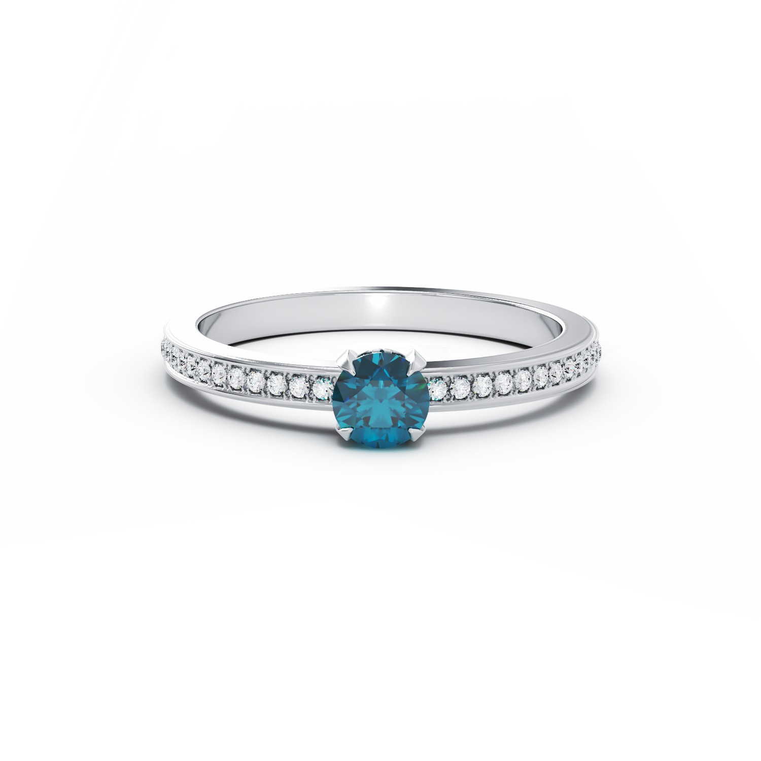18K white gold engagement ring with 0.32ct blue diamond and 0.19ct Clear diamonds