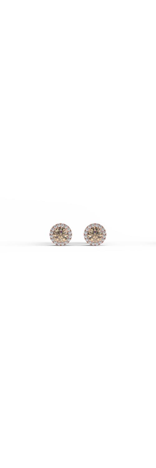 18K rose gold earrings with 0.61ct brown diamonds and 0.11ct diamonds