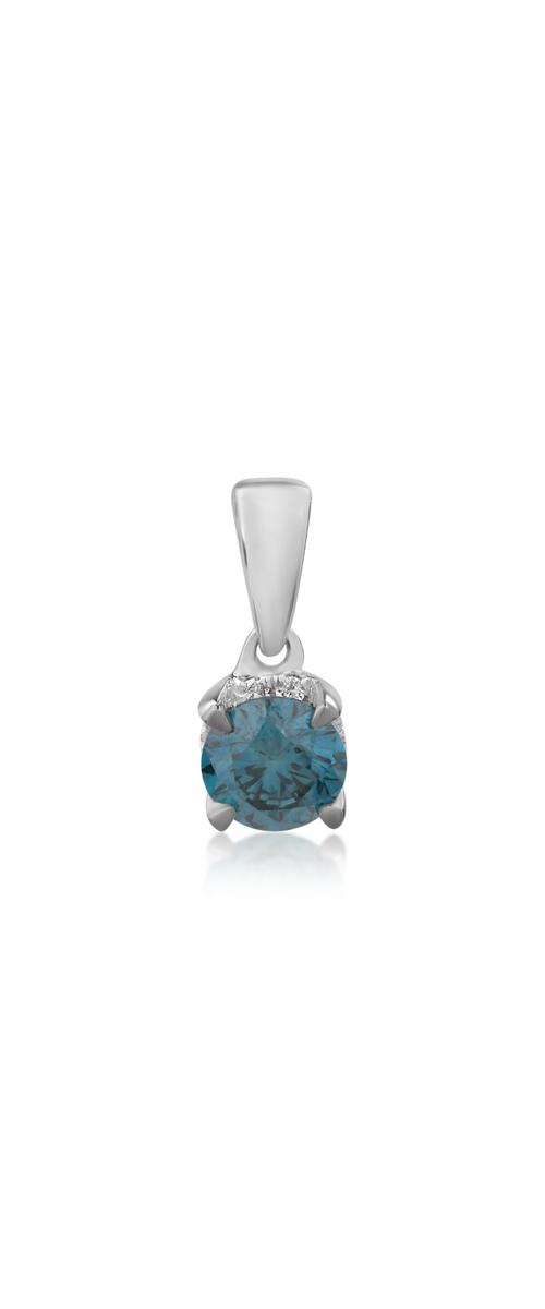18 karátos fehérarany medál 0.32 karátos kék gyémánttal és 0.02 karátos gyémántokkal