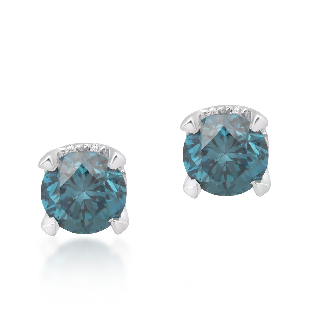 18K fehérarany fülbevaló 0.6kt kék gyémántokkal és 0.08kt tiszta gyémántokkal
