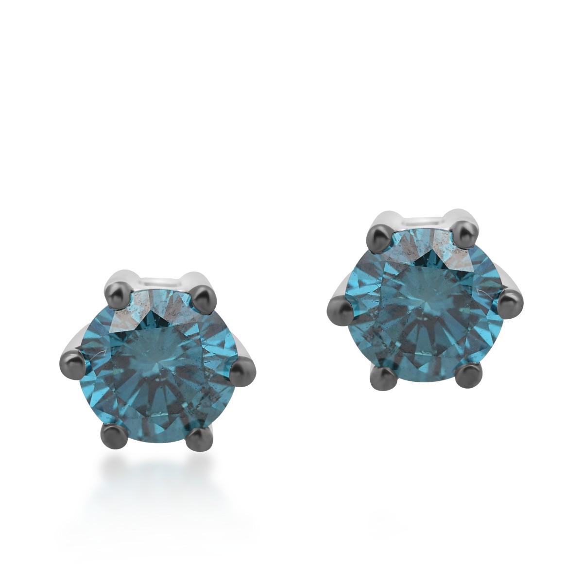 18K white gold earrings with blue diamonds of 0.6ct