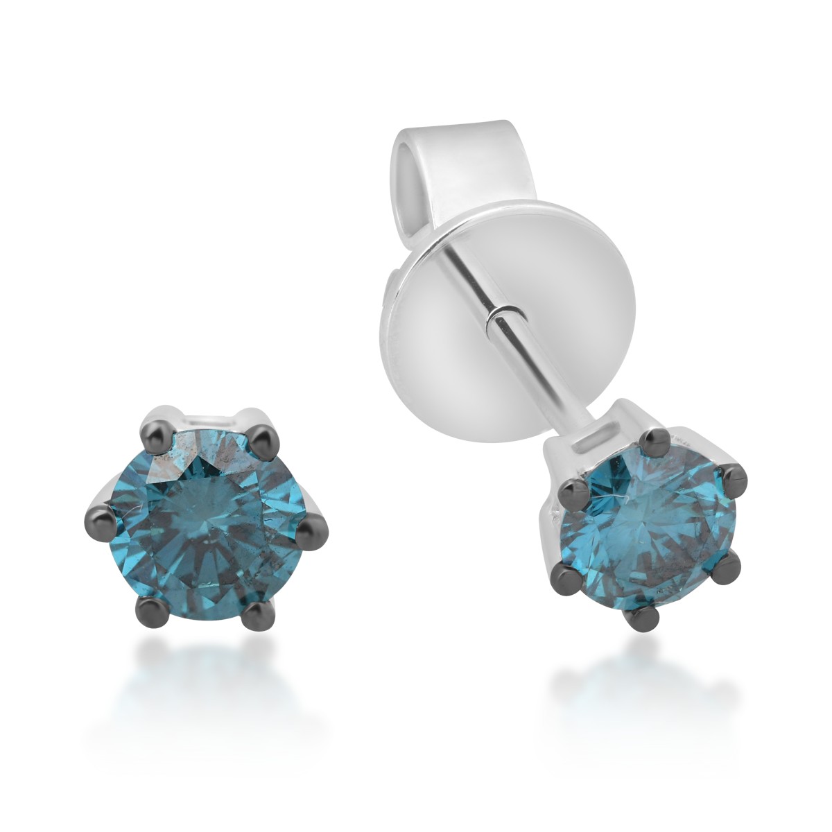 18K white gold earrings with blue diamonds of 0.6ct
