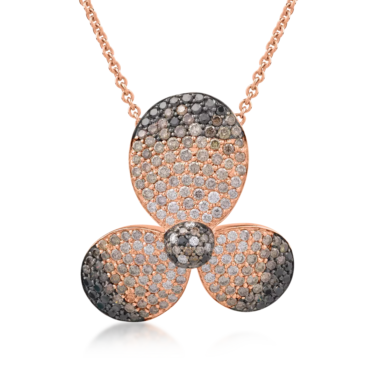 18K rose gold pendant necklace with 3.44ct colored diamonds