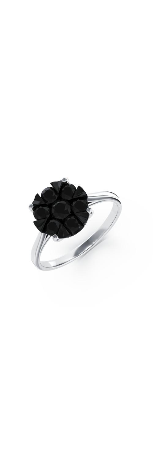 Годежен пръстен от 18K бяло злато с 0.6ct черни диаманти