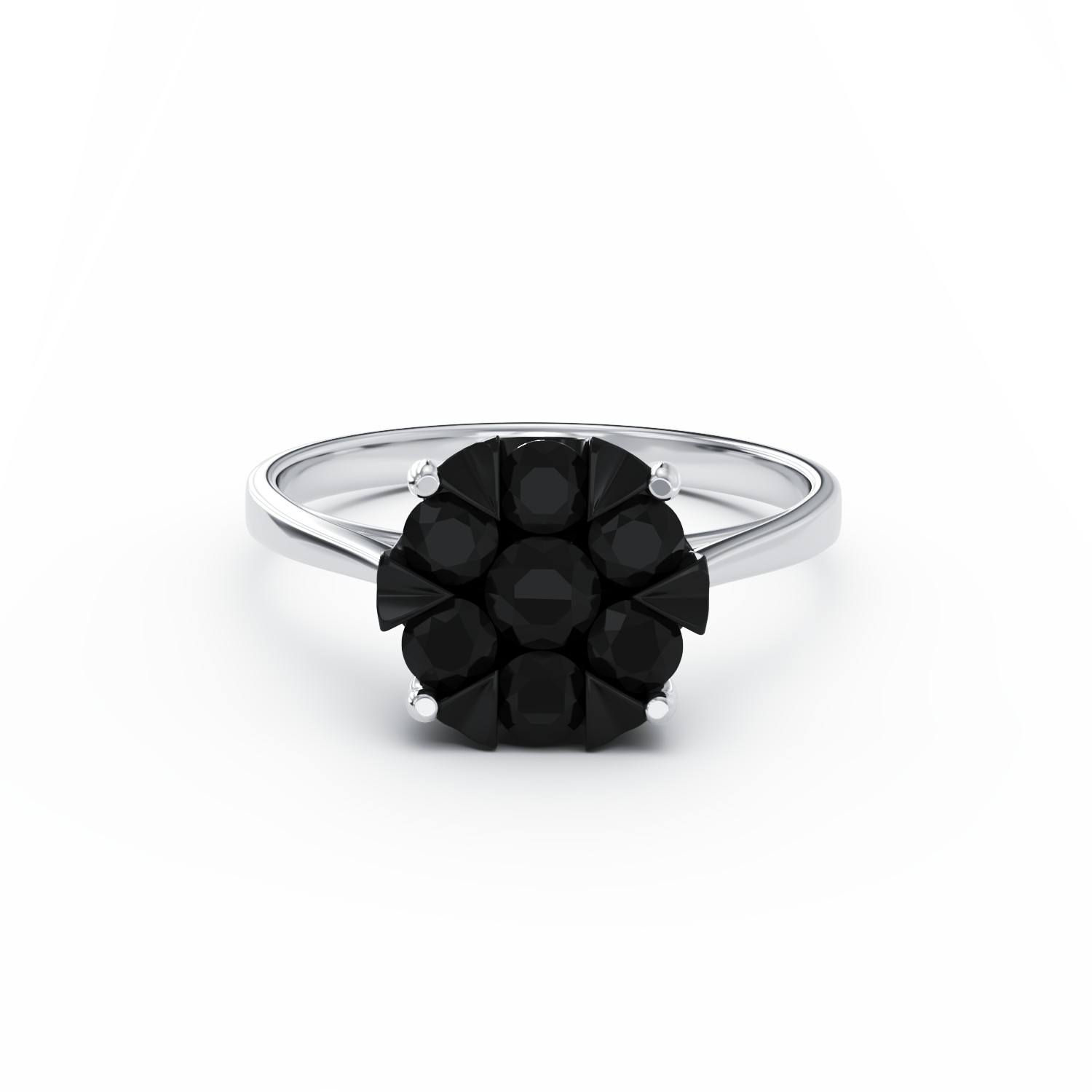 18K fehérarany eljegyzési gyűrű 0.6ct fekete gyémántokkal