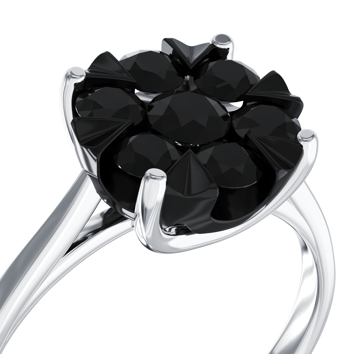 18K fehérarany eljegyzési gyűrű 0.6ct fekete gyémántokkal