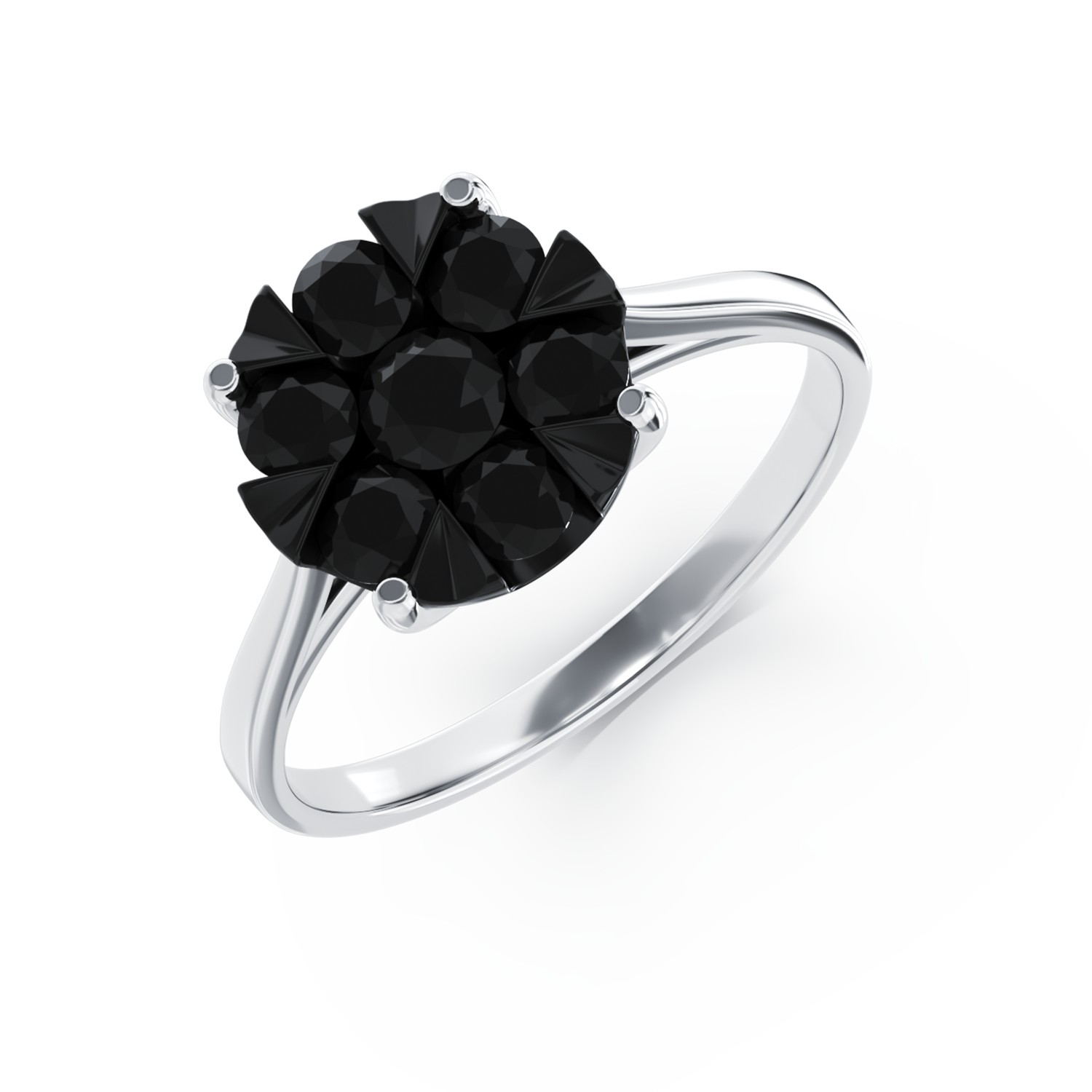 Годежен пръстен от бяло злато 18K с черни диаманти 0.388ct