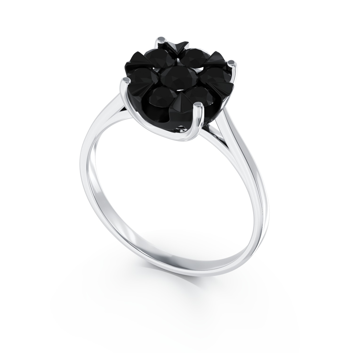 Годежен пръстен от бяло злато 18K с черни диаманти 0.388ct