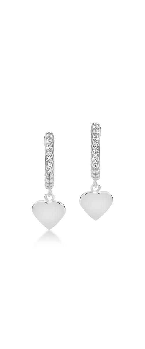 14K white gold heart earrings