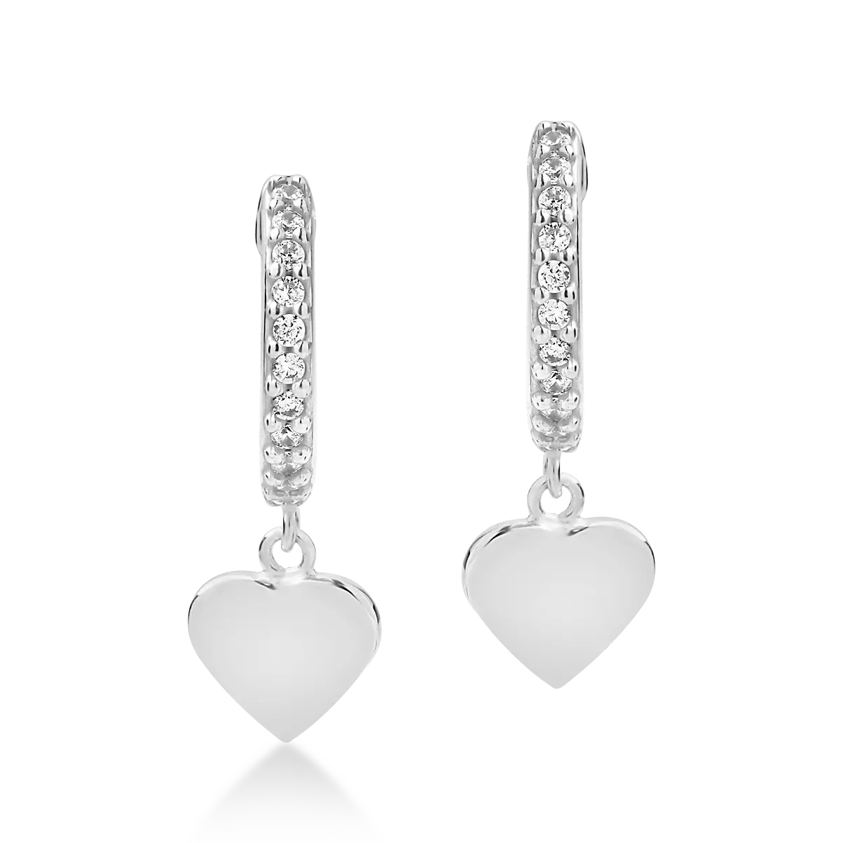 14K white gold heart earrings