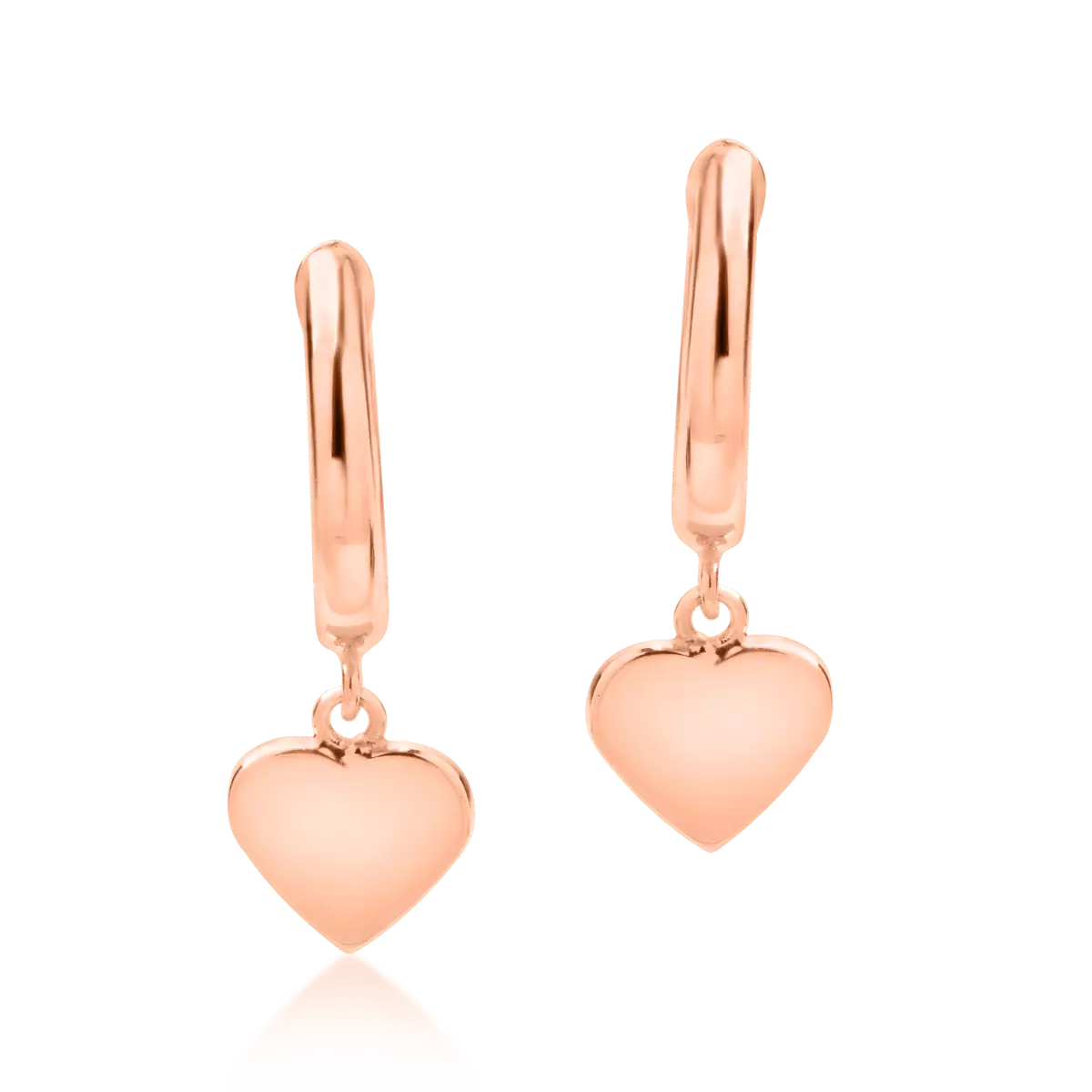 14K rose gold heart earrings