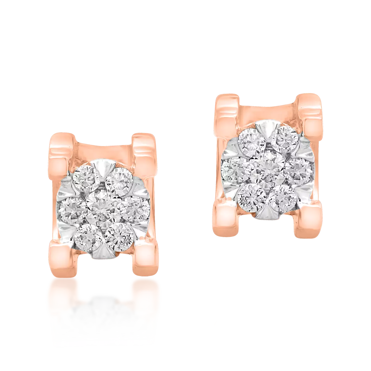 Cercei din aur alb-roz de 18K cu diamante de 0.1ct