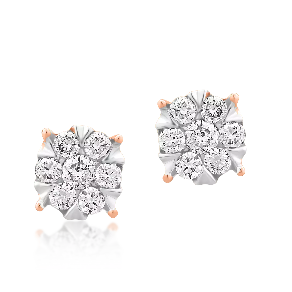 Cercei din aur alb-roz de 18K cu diamante de 0.25ct