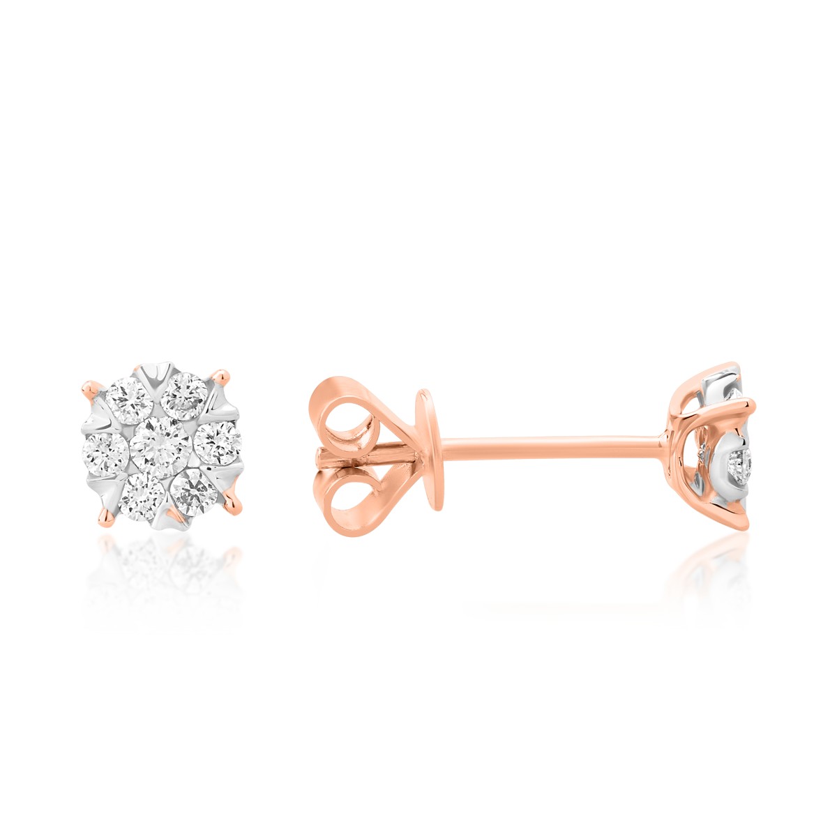 Cercei din aur alb-roz de 18K cu diamante de 0.2ct