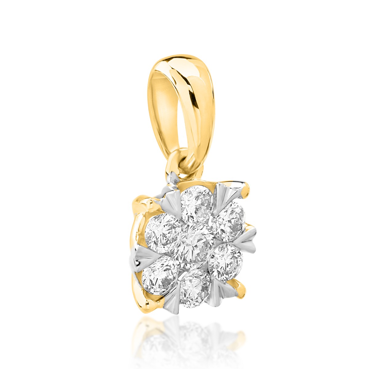 Pandantiv din aur alb-galben de 18K cu diamante de 0.25ct