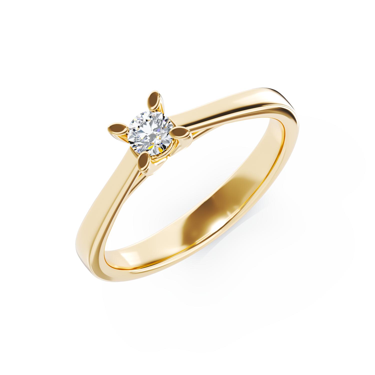 18K yellow gold engagement ring with a 0.1ct solitaire diamond