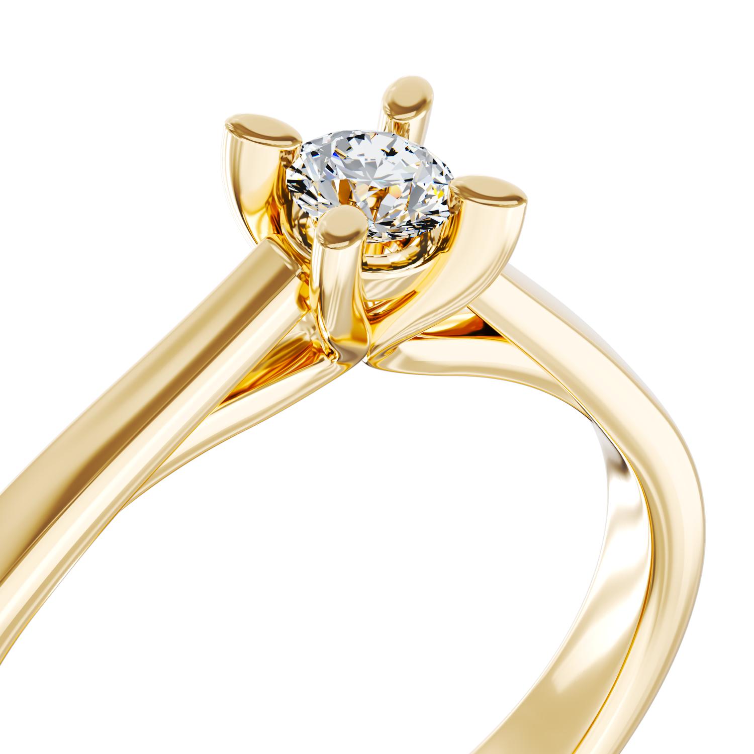 Pierścionek zaręczynowy z żółtego 18K złota z 0.1ct diamentem w pasjansie