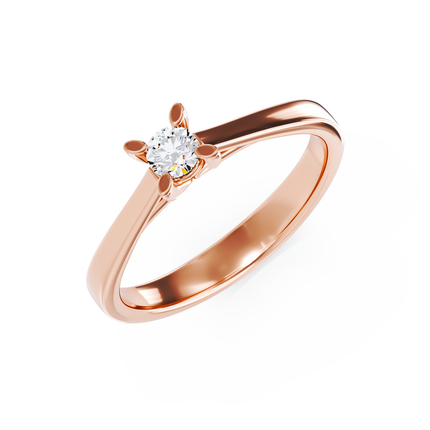 18K rózsaszín arany eljegyzési gyűrű 0.1ct szoliter gyémánttal