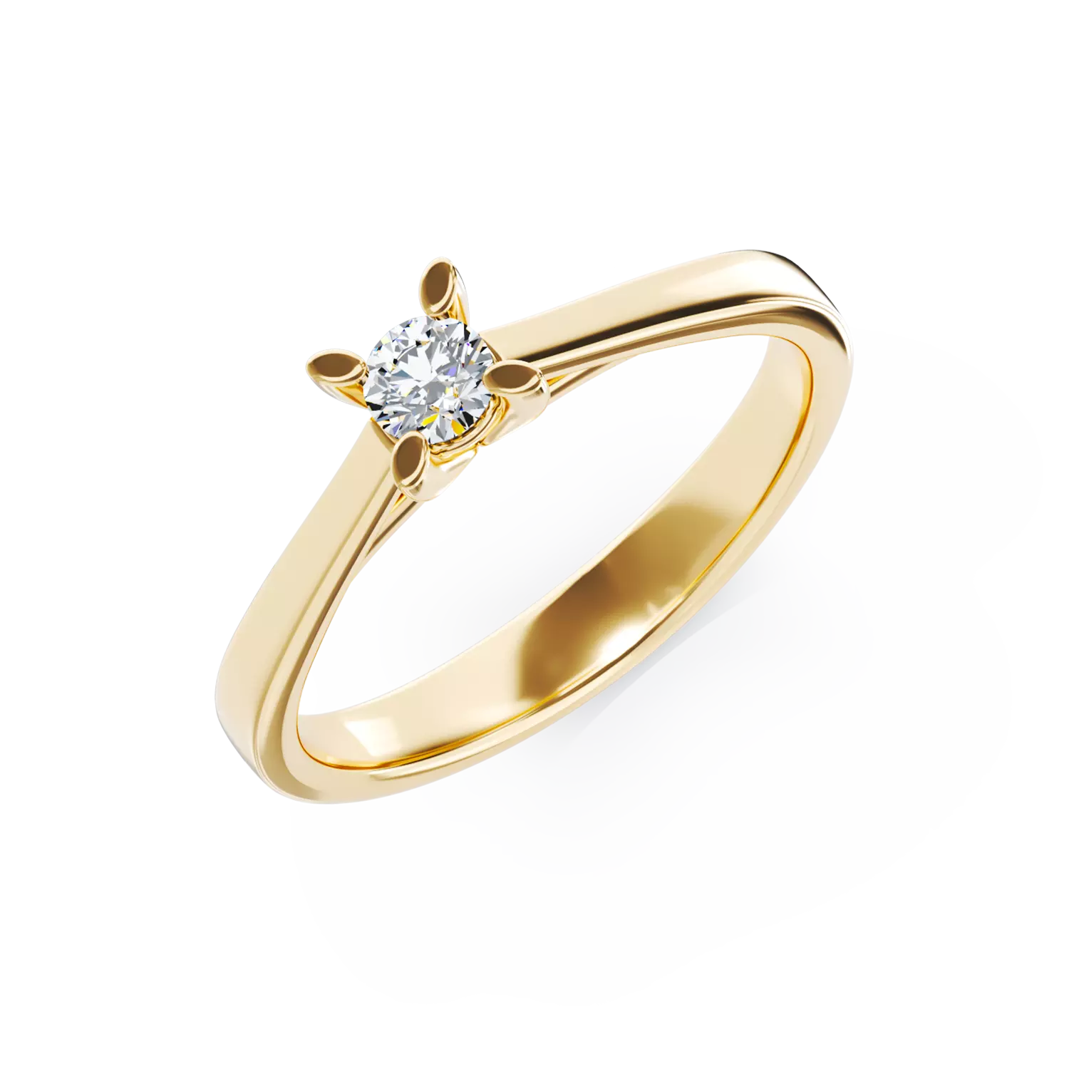 Годежен пръстен от 18K жълто злато с диамант пасианс 0.15ct