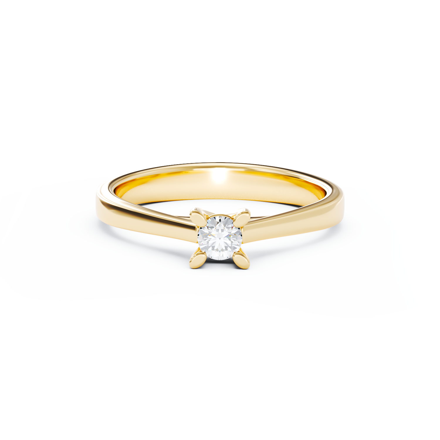 Poze Inel de logodna din aur galben de 18K cu un diamant solitaire de 0.15ct