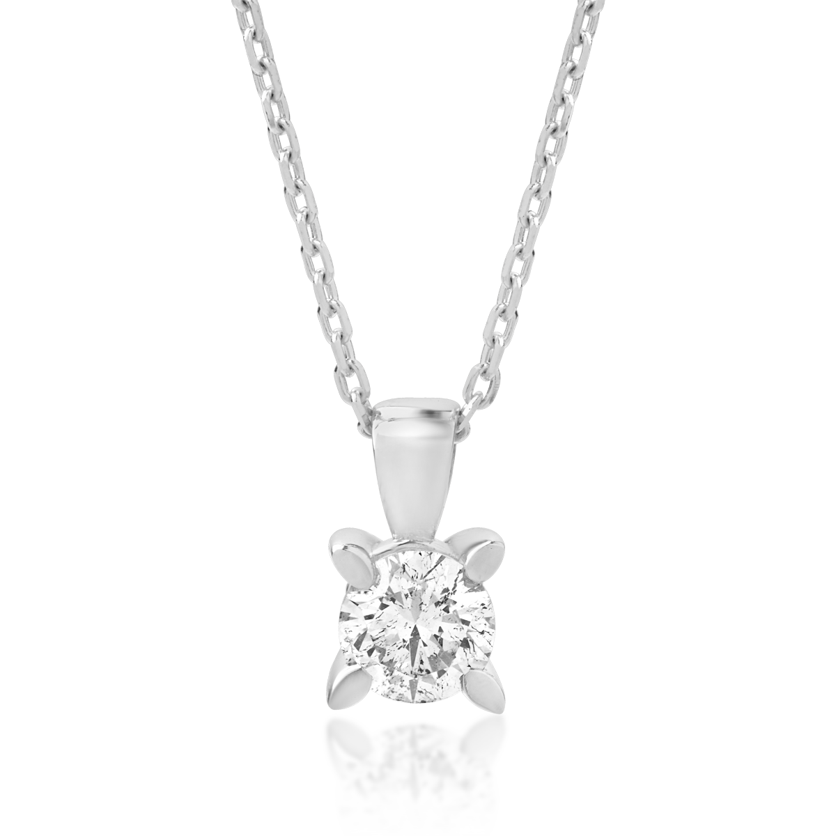 18K white gold necklace with pendant with diamond of 0.15ct