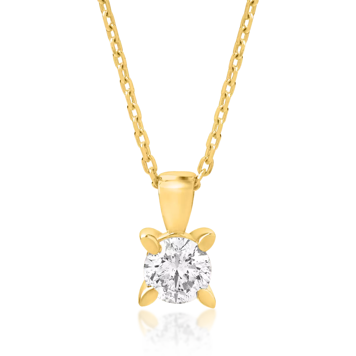 18K yellow gold necklace with pendant with diamond of 0.15ct