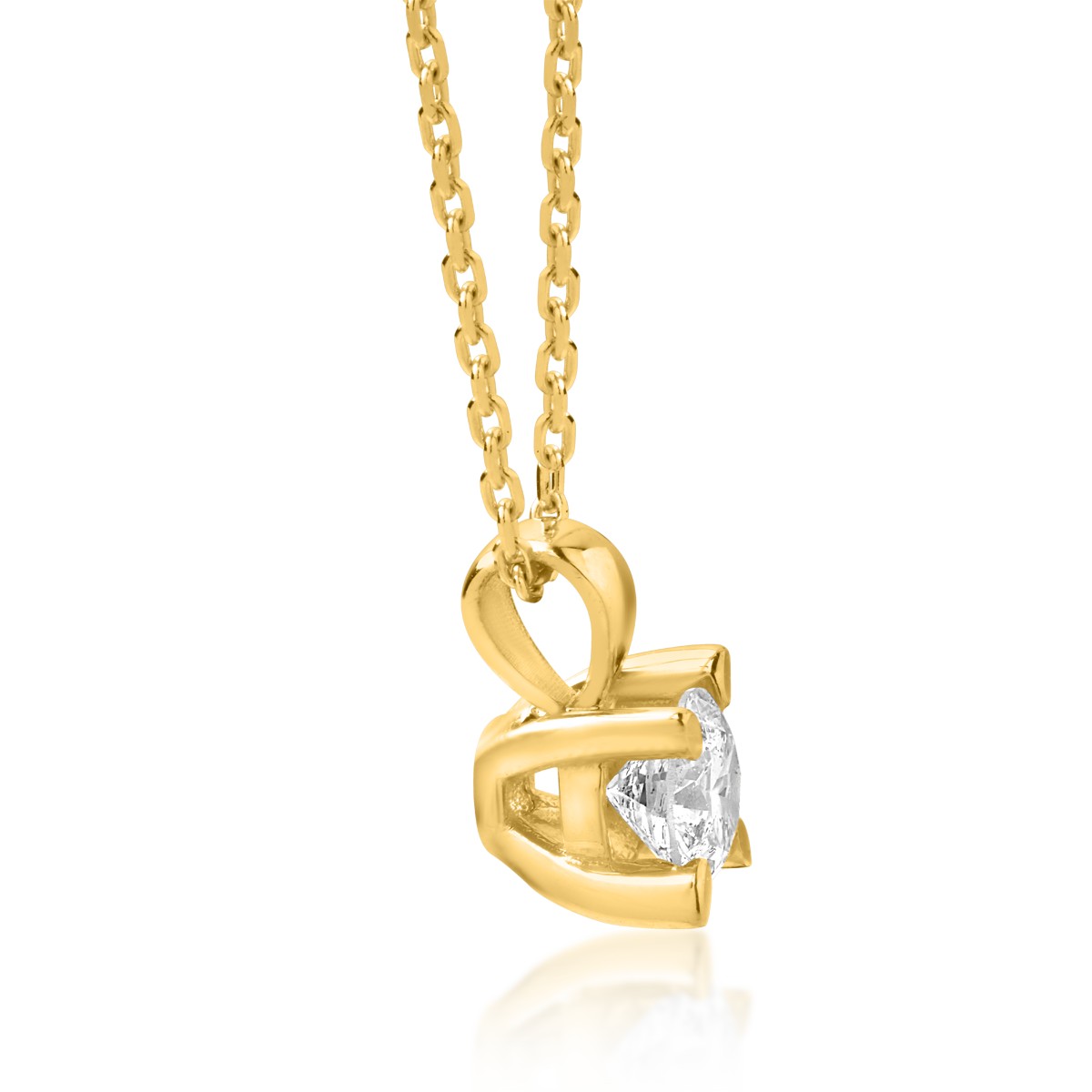 18K yellow gold necklace with pendant with diamond of 0.15ct