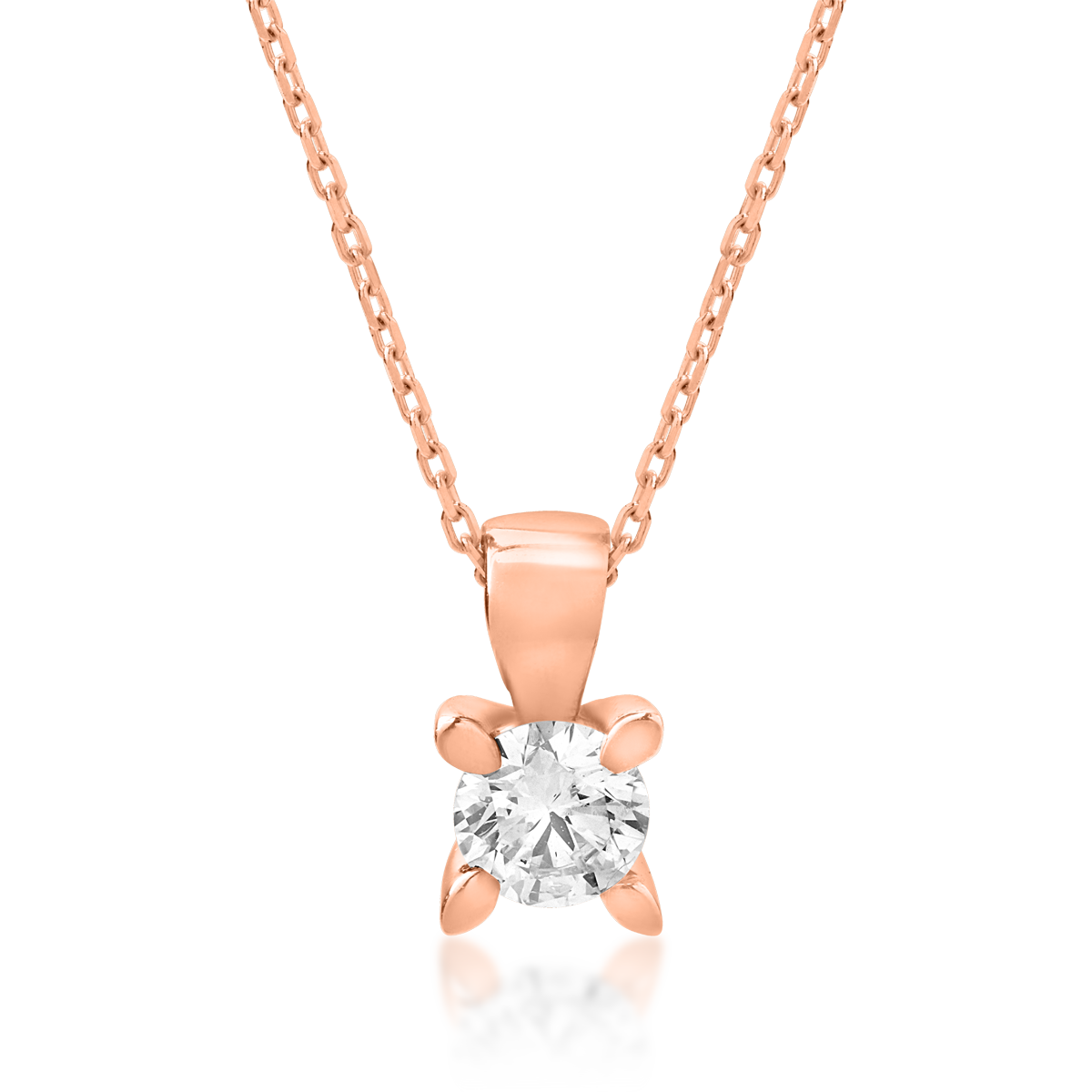 18K rose gold necklace with pendant with diamond of 0.15ct