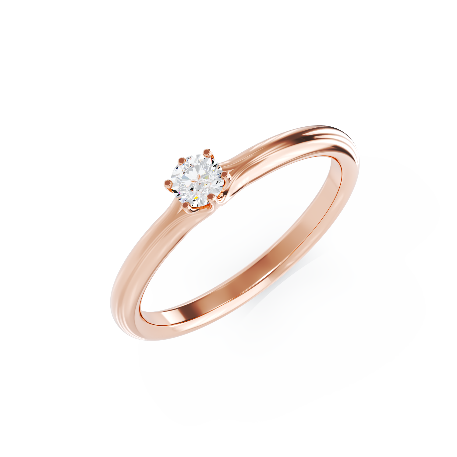 Inel de logodna din aur roz de 18K cu diamant solitaire de 0.145ct 0.145ct poza noua reduceri 2022