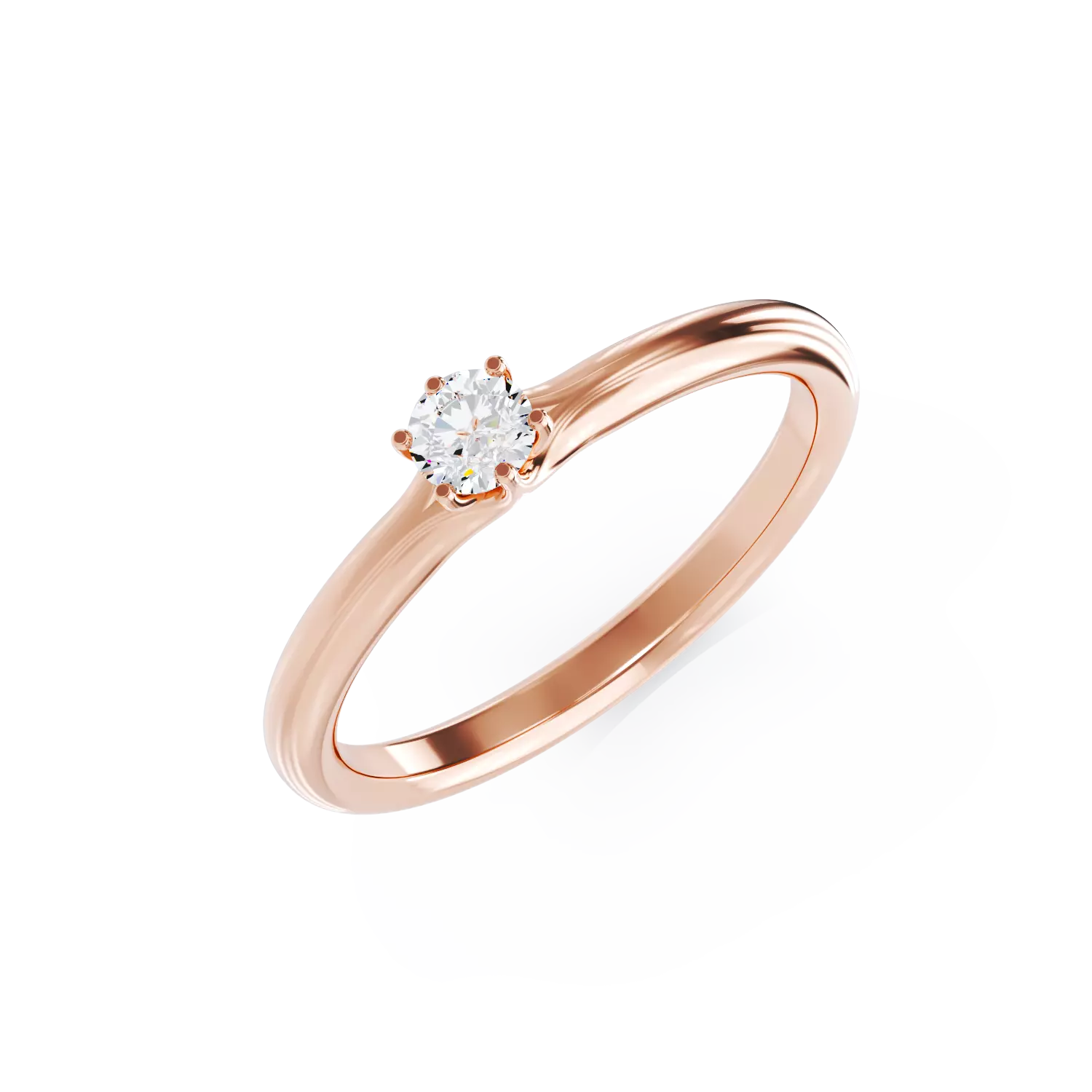 18K rose gold engagement ring with 0.145ct solitaire diamond