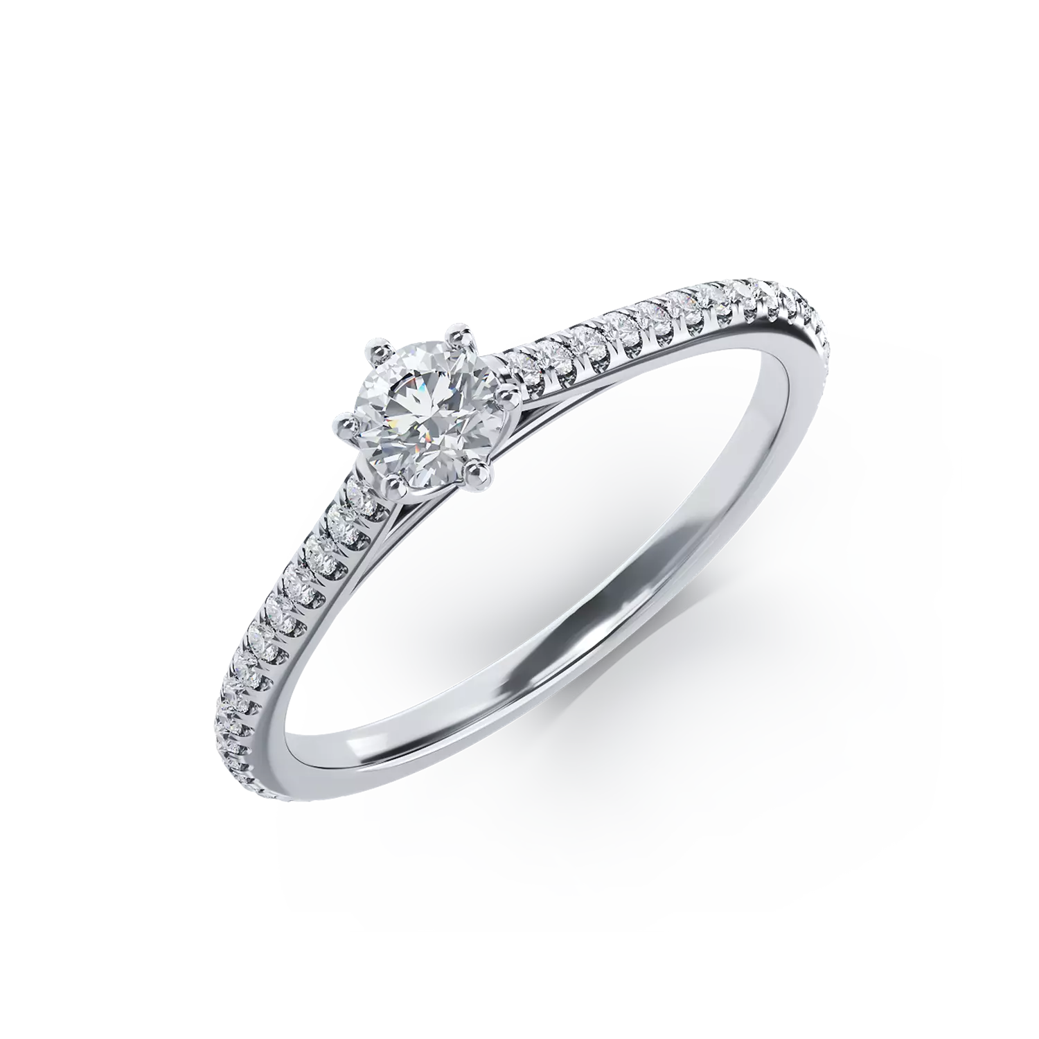 Platinum engagement ring with 0.19ct diamond and 0.17ct diamonds