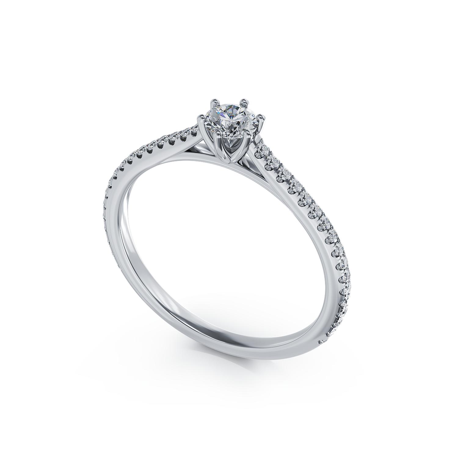 Inel de logodna din platina cu diamant de 0.19ct si diamante de 0.175ct