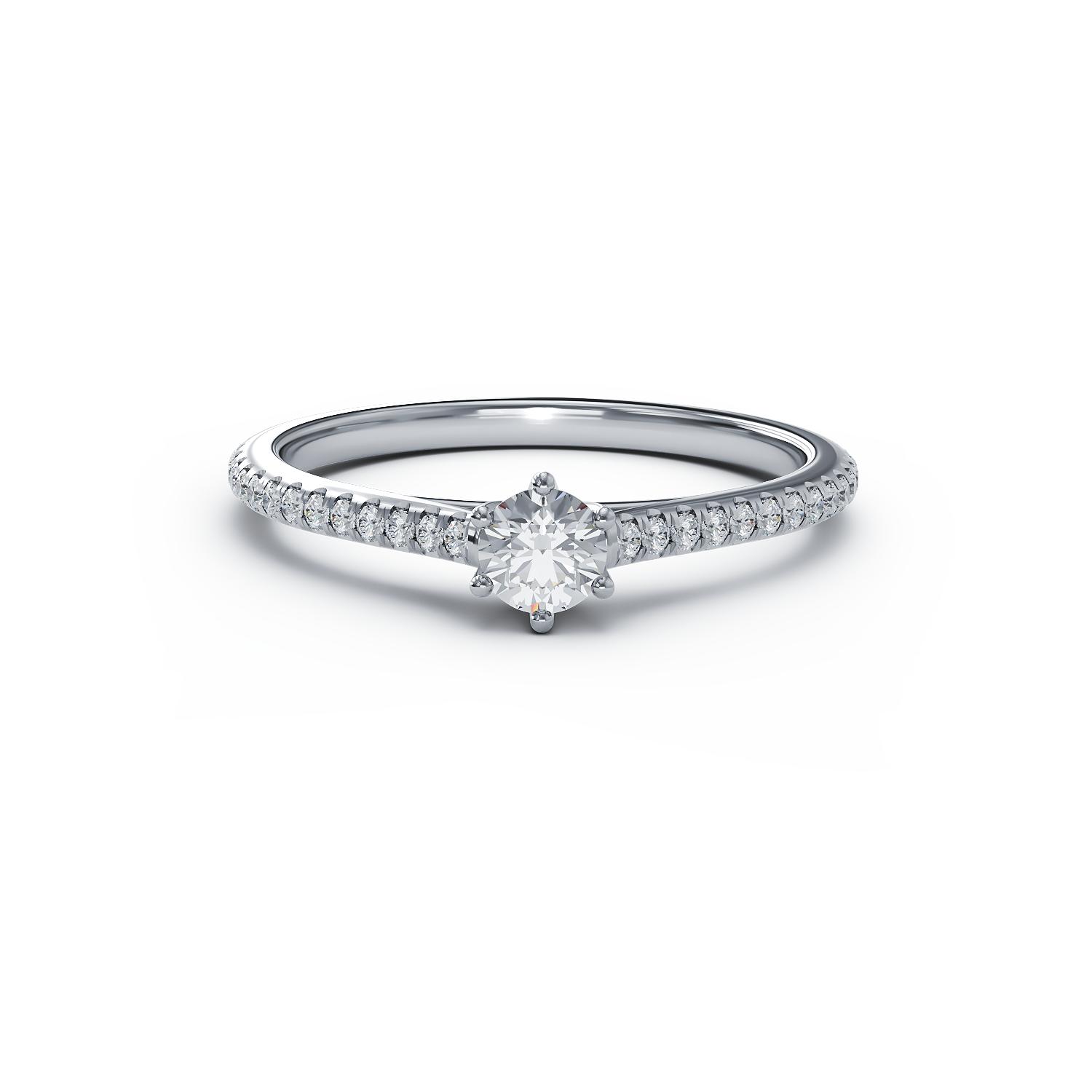 Platinum engagement ring with 0.19ct diamond and 0.175ct diamonds