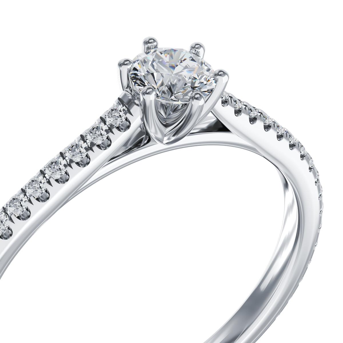 Inel de logodna din platina cu diamant de 0.19ct si diamante de 0.175ct