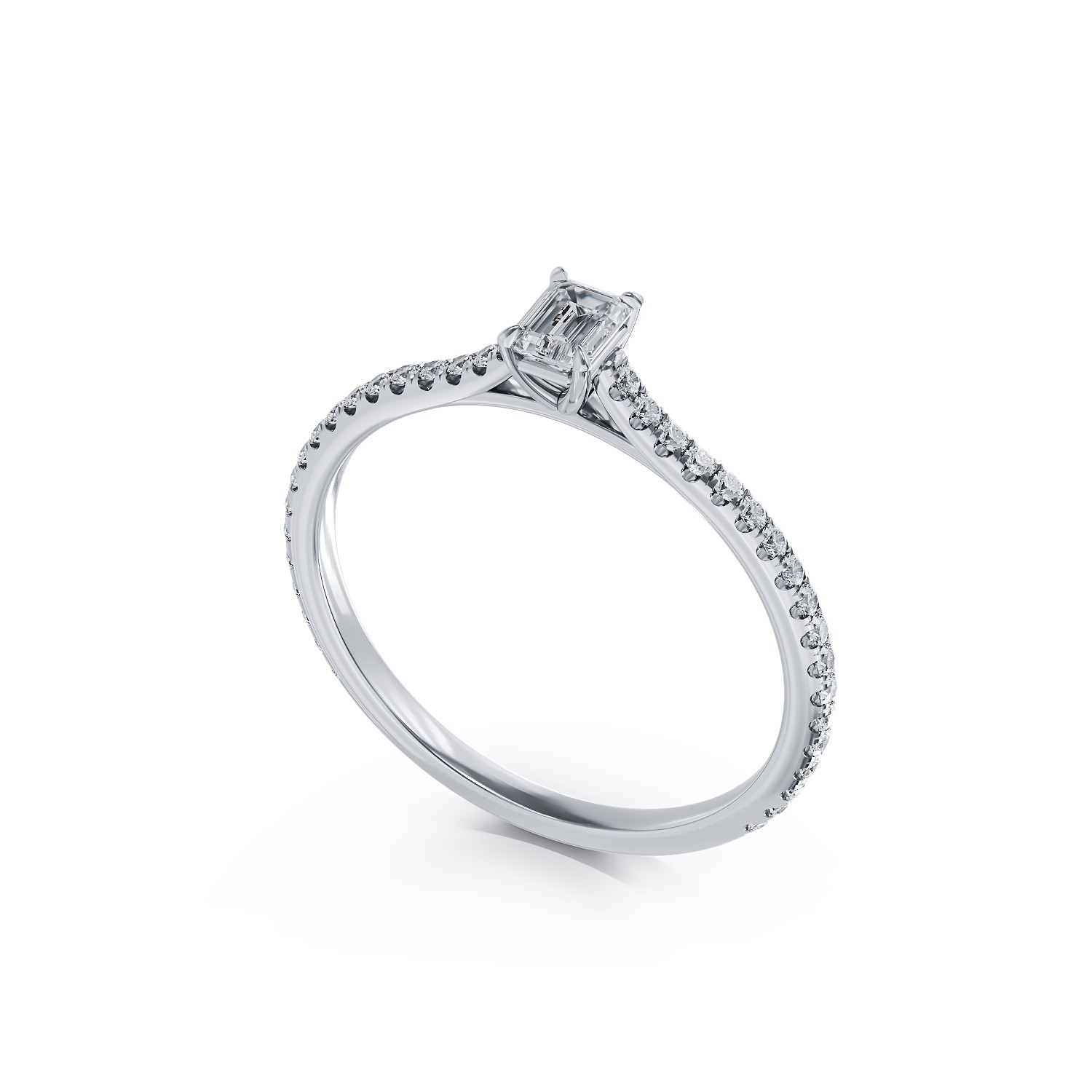 Inel de logodna din platina cu diamant de 0.19ct si diamante de 0.195ct