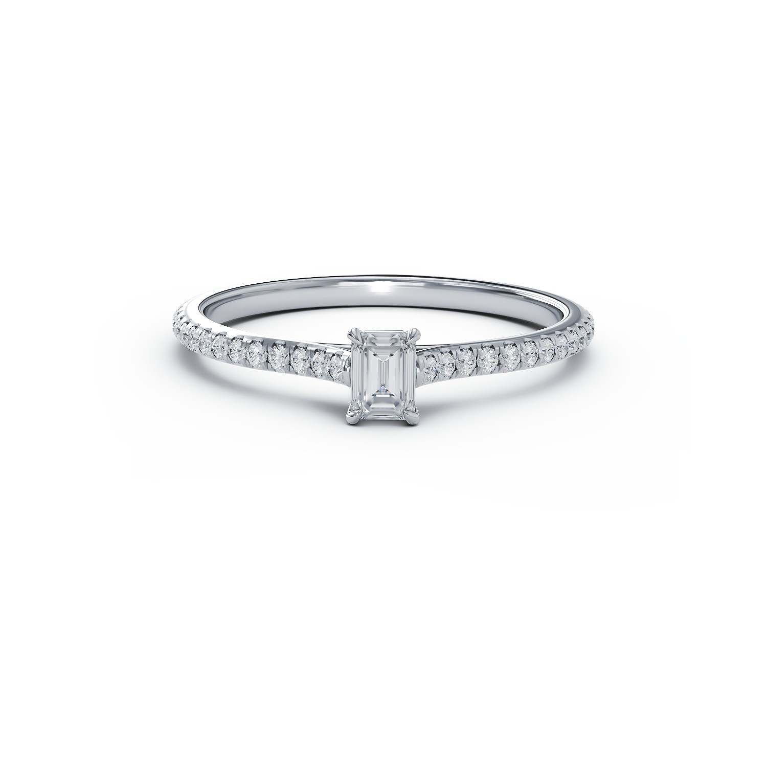Platynowy pierścionek zaręczynowy z diamentem o masie 0.19ct i diamentami o masie 0.195ct