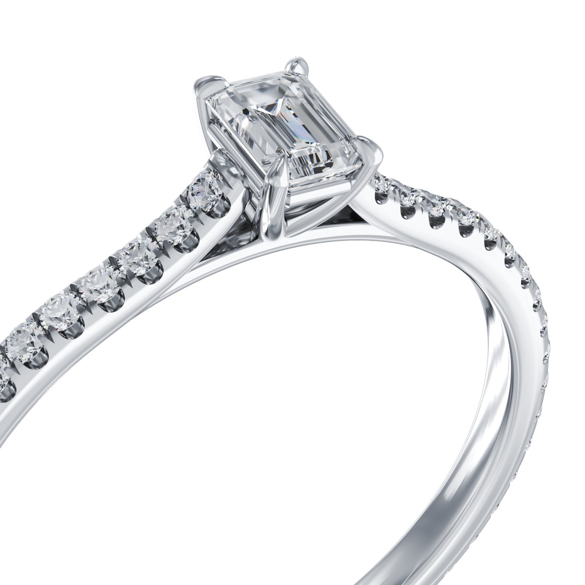 Платинен годежен пръстен с диамант от 0.19ct и диаманти от 0.195ct