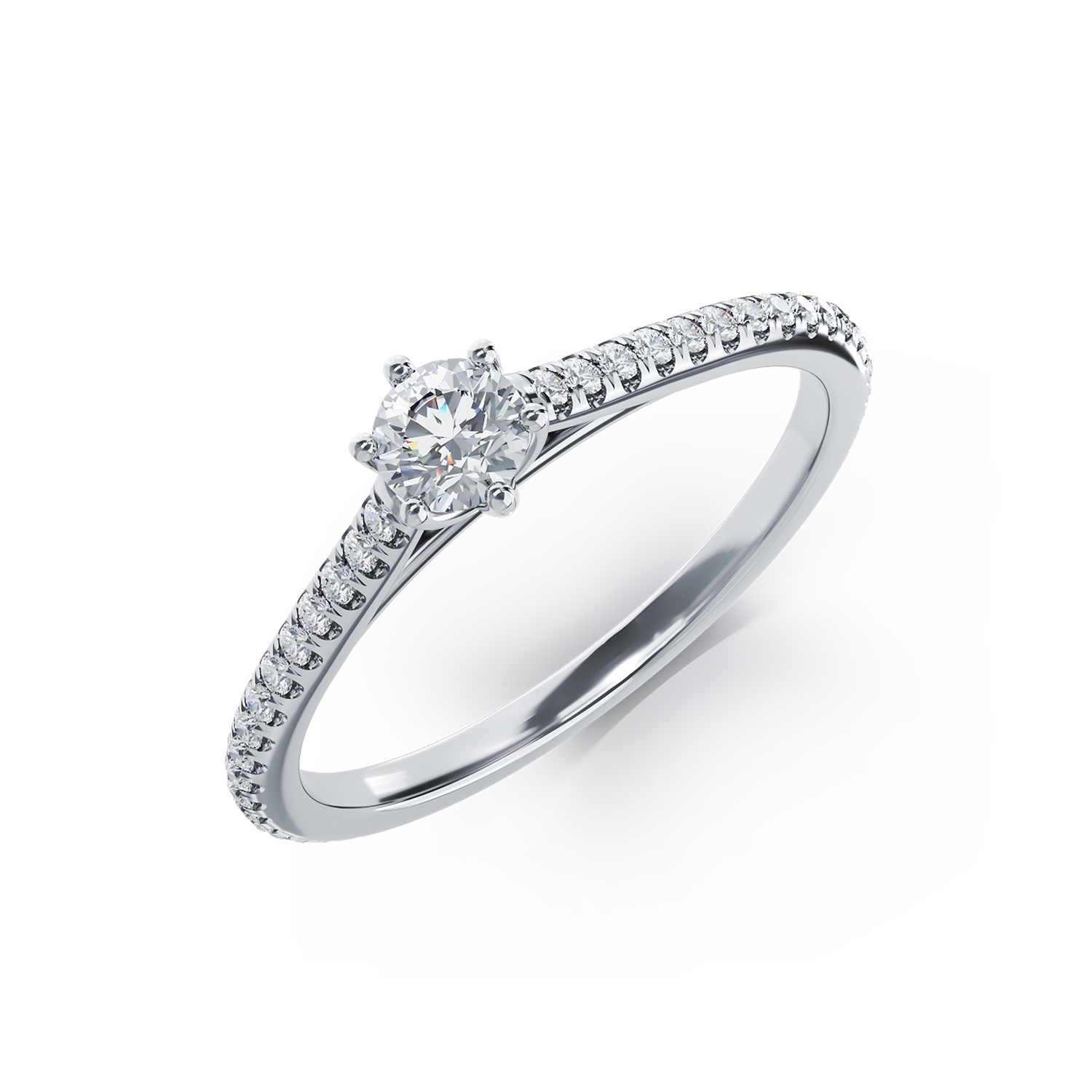 Poze Inel de logodna din platina cu diamant de 0.24ct si diamante de 0.18ct