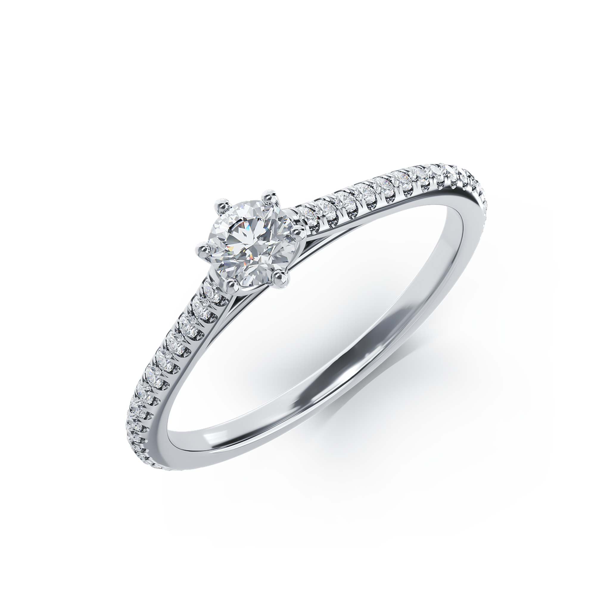 Platynowy pierścionek zaręczynowy z brylantem 0.245ct i brylantami 0.19ct