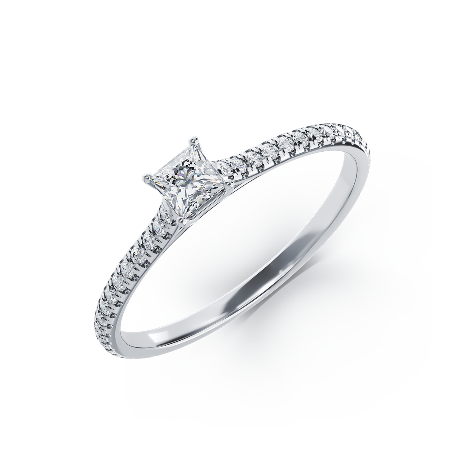 Inel de logodna din platina cu diamant de 0.25ct si diamante de 0.16ct 0.16ct poza noua reduceri 2022