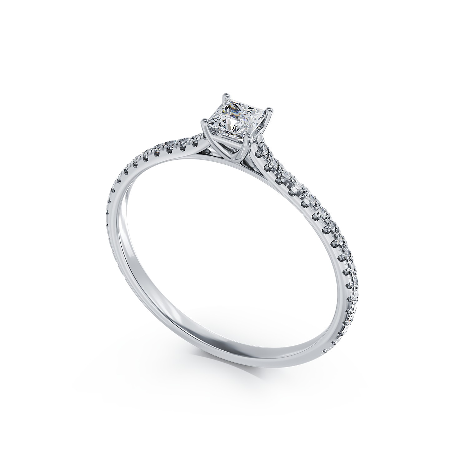 Платинен годежен пръстен с диамант от 0.25ct и диаманти от 0.16ct